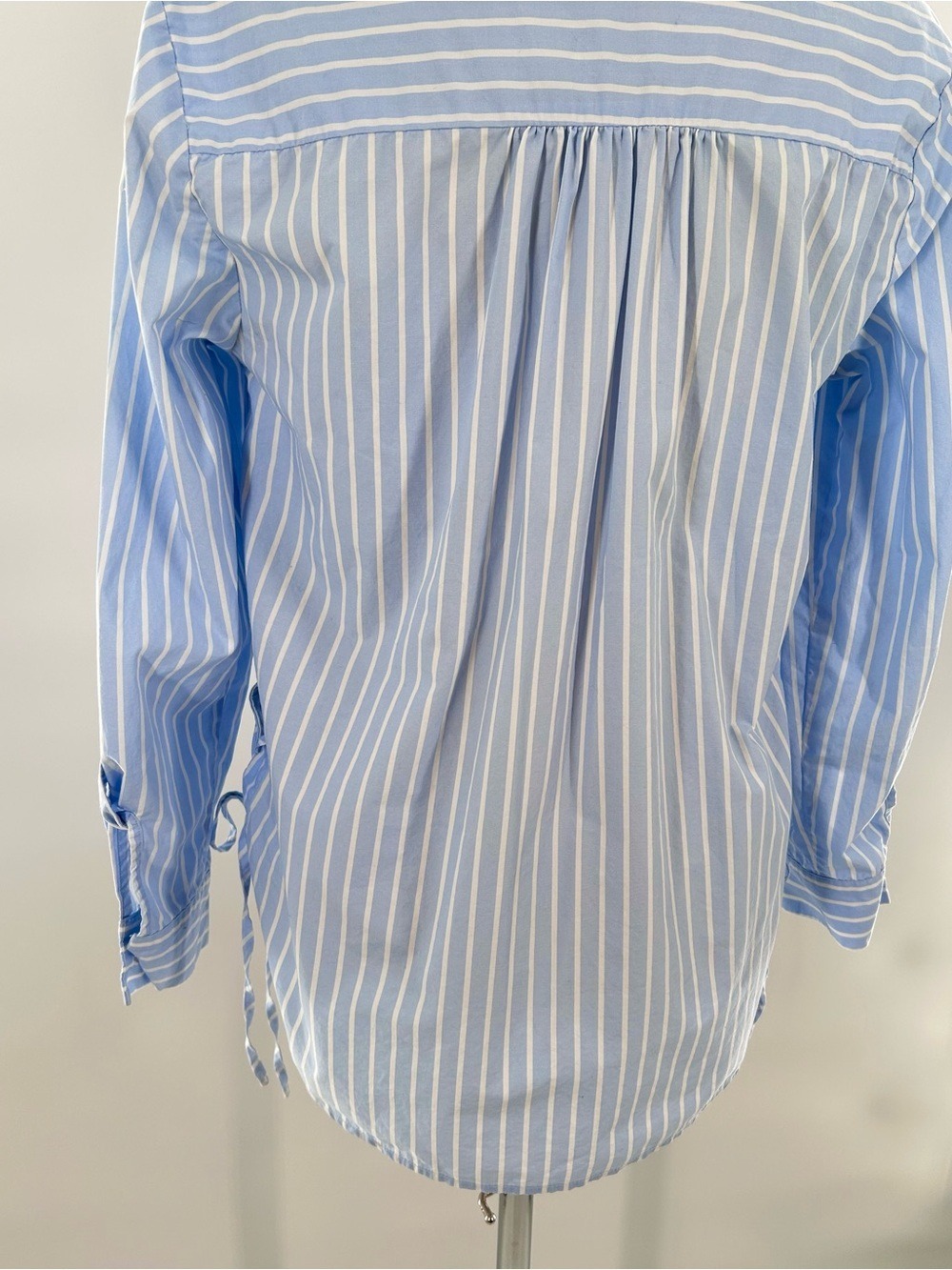 Mare Mare Anthropologie Blue White Striped Lace Up Sides Cotton Blouse Small - Picture 13 of 14